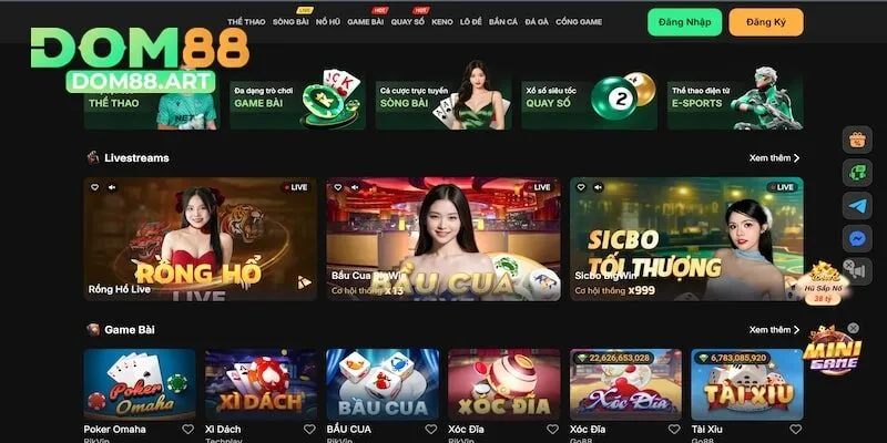 Các dịch vụ nhà cái trực tuyến Dom88 đang cung cấp