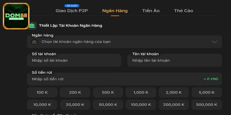 Người chơi tạo phiếu giao dịch theo hướng dẫn