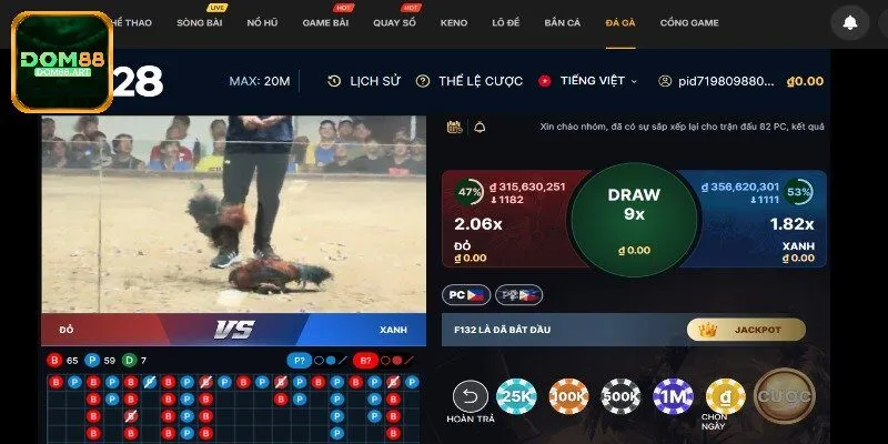 Tìm hiểu về sảnh đá gà Dom88