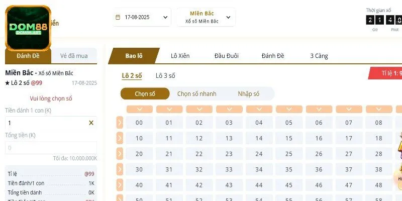 Top 4 sảnh quay số hấp dẫn nhất tại nhà cái Dom88